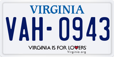 VA license plate VAH0943