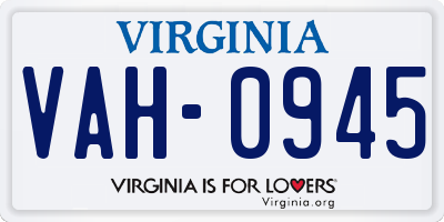 VA license plate VAH0945