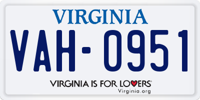 VA license plate VAH0951