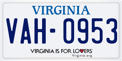 VA license plate VAH0953