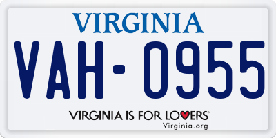 VA license plate VAH0955