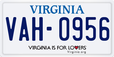 VA license plate VAH0956
