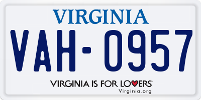 VA license plate VAH0957