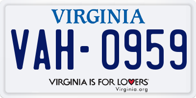 VA license plate VAH0959