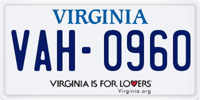 VA license plate VAH0960