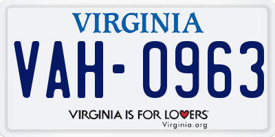 VA license plate VAH0963