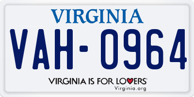 VA license plate VAH0964