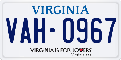 VA license plate VAH0967