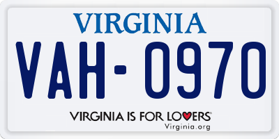 VA license plate VAH0970