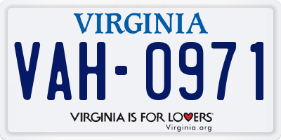 VA license plate VAH0971