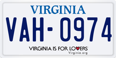 VA license plate VAH0974