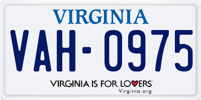 VA license plate VAH0975