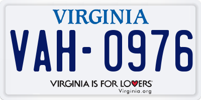 VA license plate VAH0976