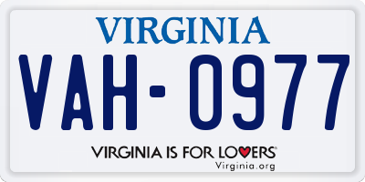 VA license plate VAH0977