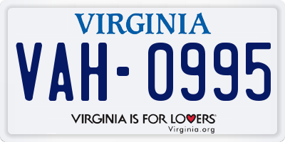 VA license plate VAH0995