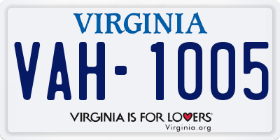 VA license plate VAH1005