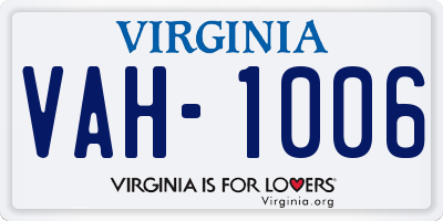 VA license plate VAH1006