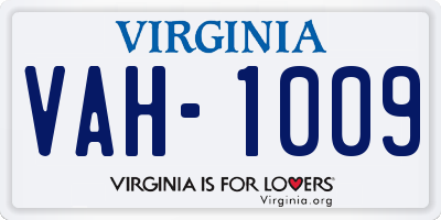 VA license plate VAH1009