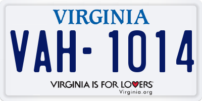 VA license plate VAH1014