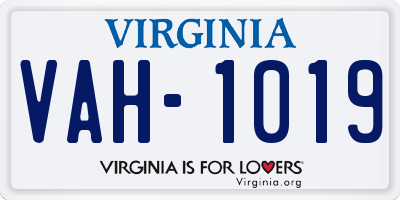 VA license plate VAH1019
