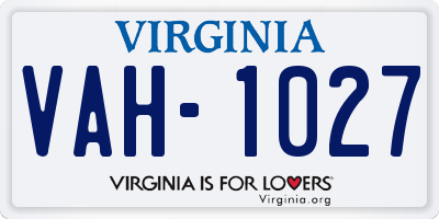 VA license plate VAH1027