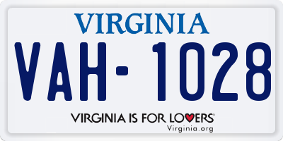 VA license plate VAH1028