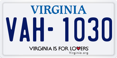 VA license plate VAH1030
