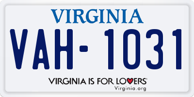 VA license plate VAH1031
