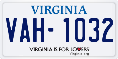 VA license plate VAH1032