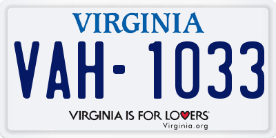 VA license plate VAH1033