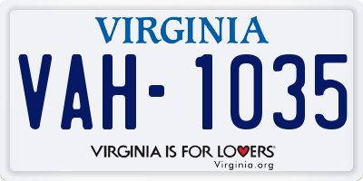 VA license plate VAH1035