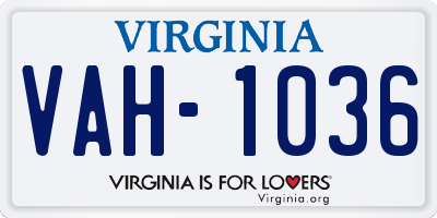 VA license plate VAH1036