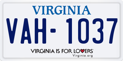 VA license plate VAH1037