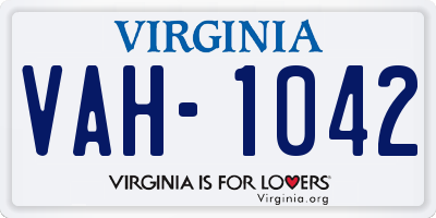 VA license plate VAH1042