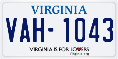 VA license plate VAH1043