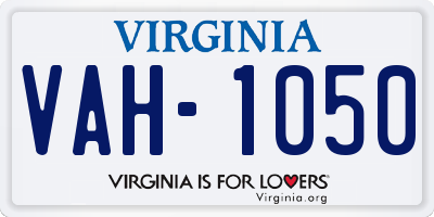 VA license plate VAH1050