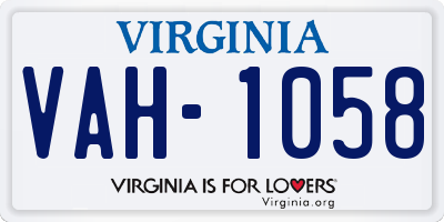 VA license plate VAH1058