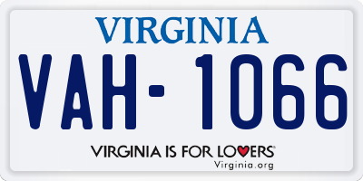 VA license plate VAH1066