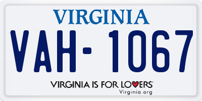 VA license plate VAH1067