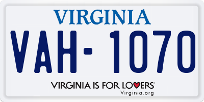 VA license plate VAH1070