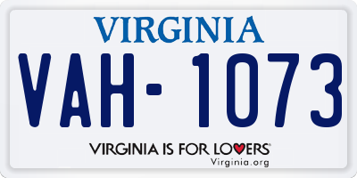 VA license plate VAH1073