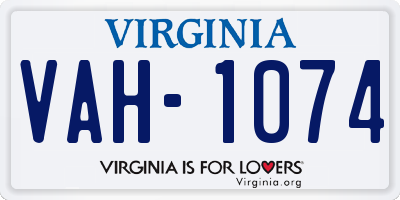 VA license plate VAH1074