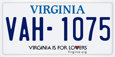 VA license plate VAH1075