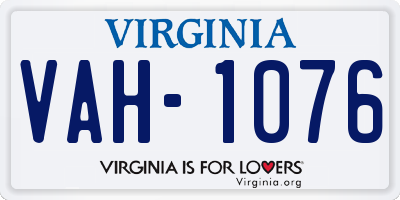 VA license plate VAH1076