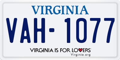 VA license plate VAH1077