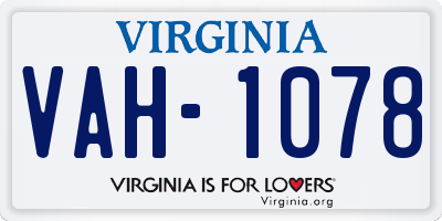 VA license plate VAH1078