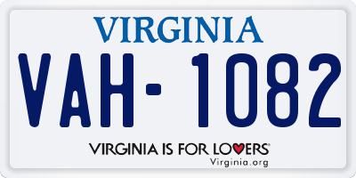 VA license plate VAH1082