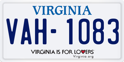 VA license plate VAH1083