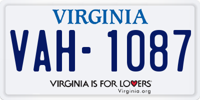VA license plate VAH1087