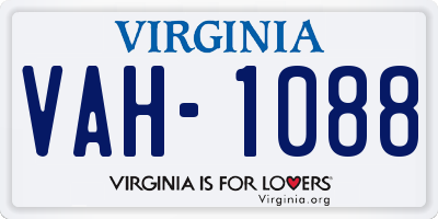 VA license plate VAH1088
